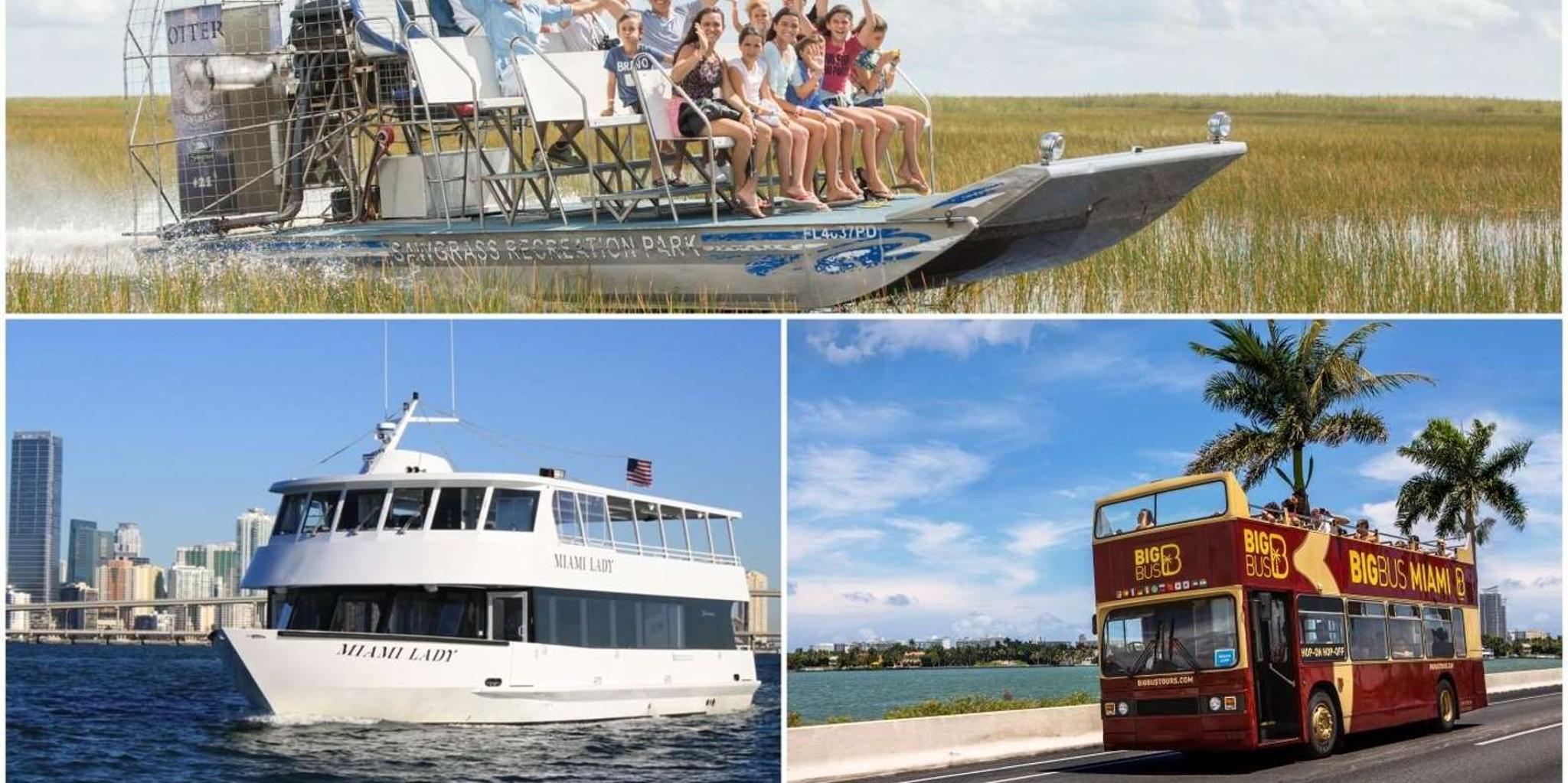 Miami Everglades, Bay Cruise & Open-Top Bus Tour - Image 1