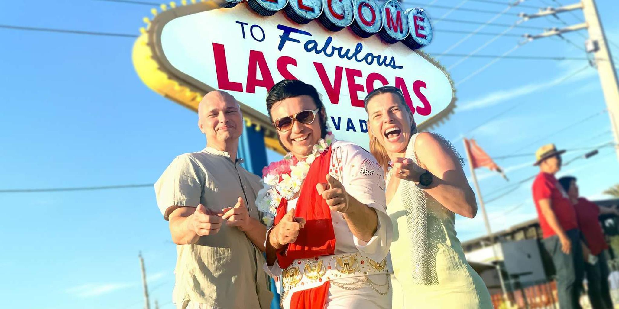 Las Vegas Elvis Wedding with Sign Photos