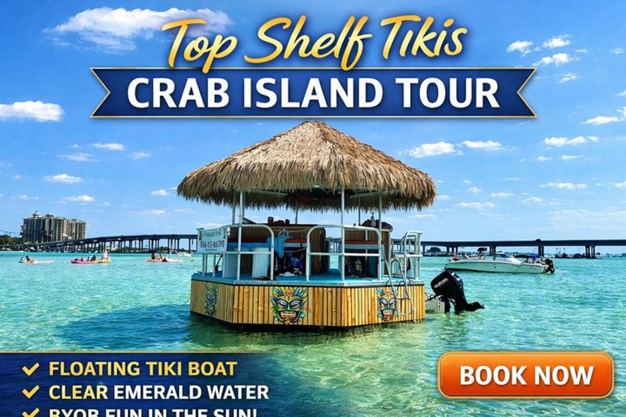 Destin Tiki Boat Adventure to Crab Island 3 hr