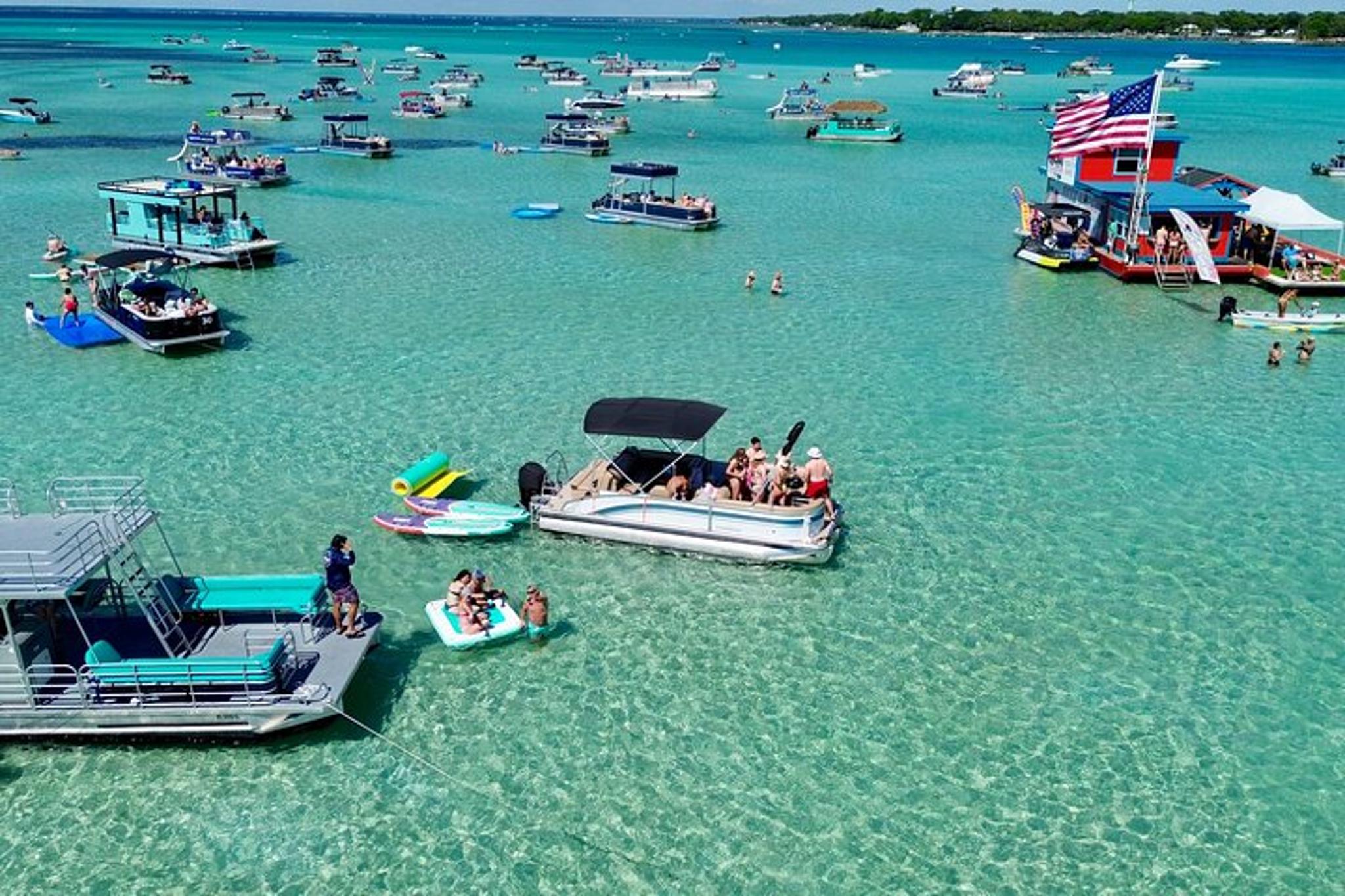 Destin Crab Island Pontoon Charter with Inflatables