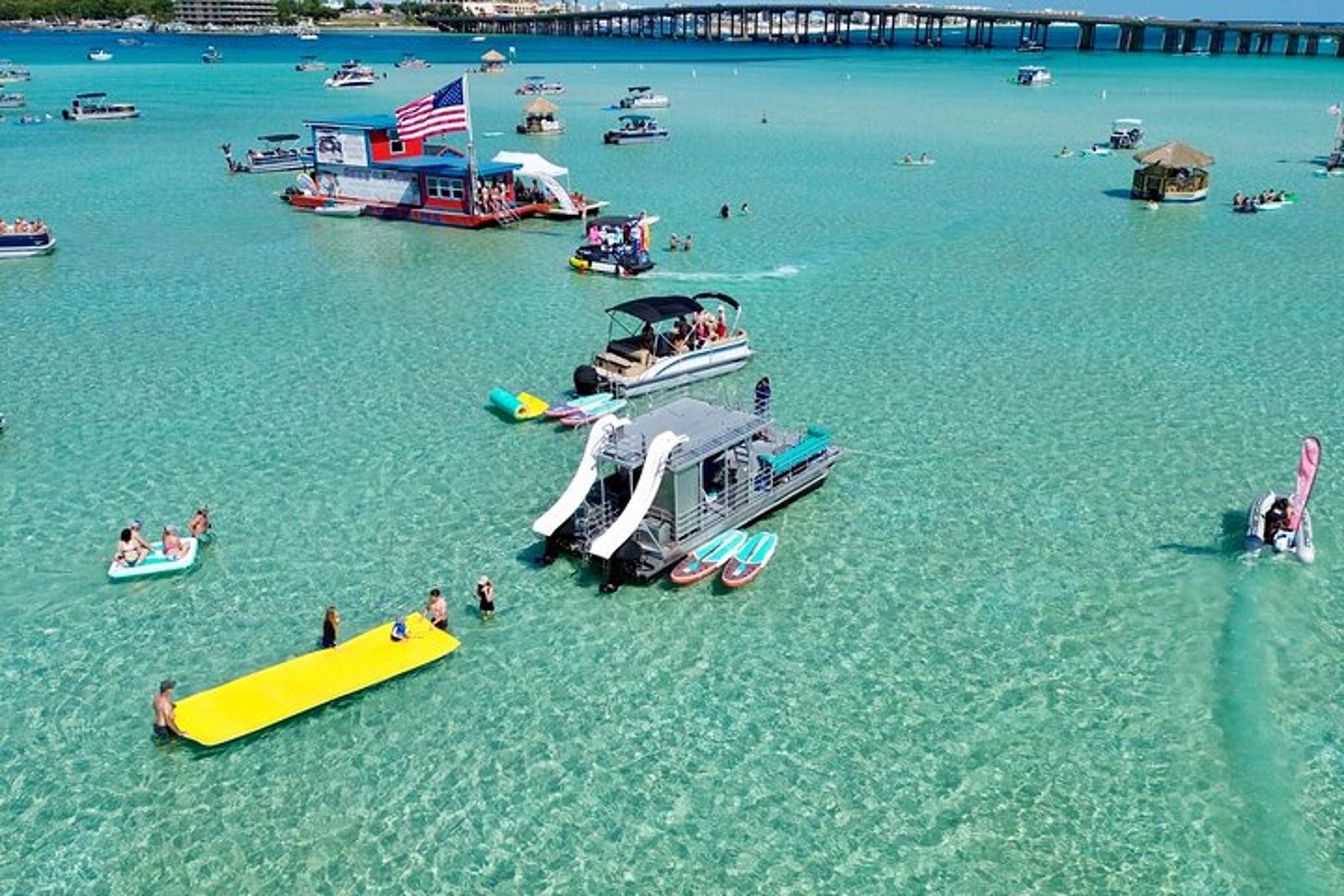 Destin Crab Island Pontoon Charter with Slides