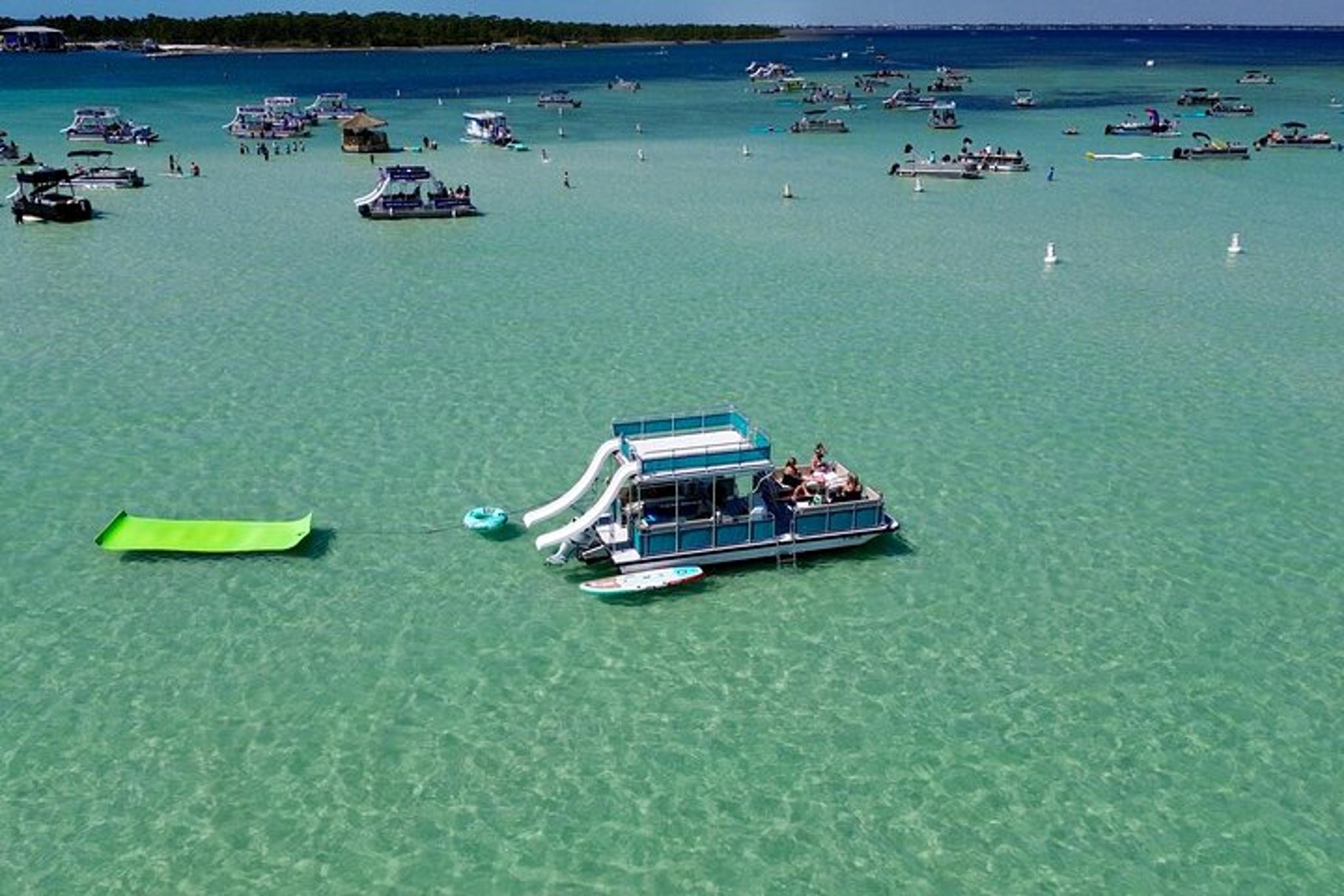 Destin Crab Island Pontoon Charter with Double Slides
