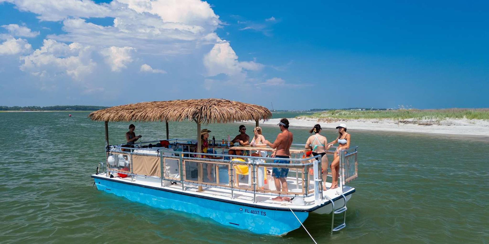 Folly Beach Tiki Boat Cruise with BYOB Option 2 hr - Image 1
