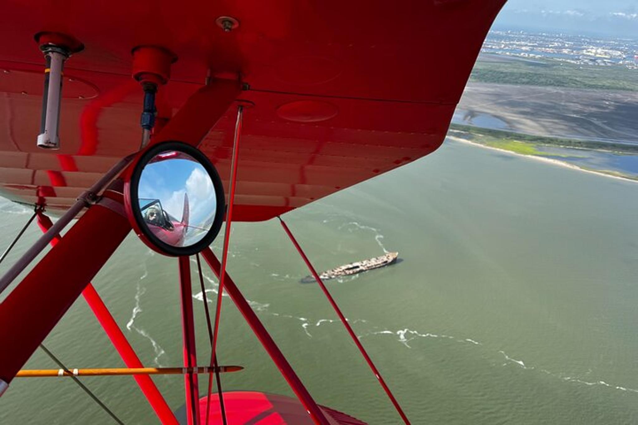 Galveston Biplane Ride Over Bolivar Lighthouse