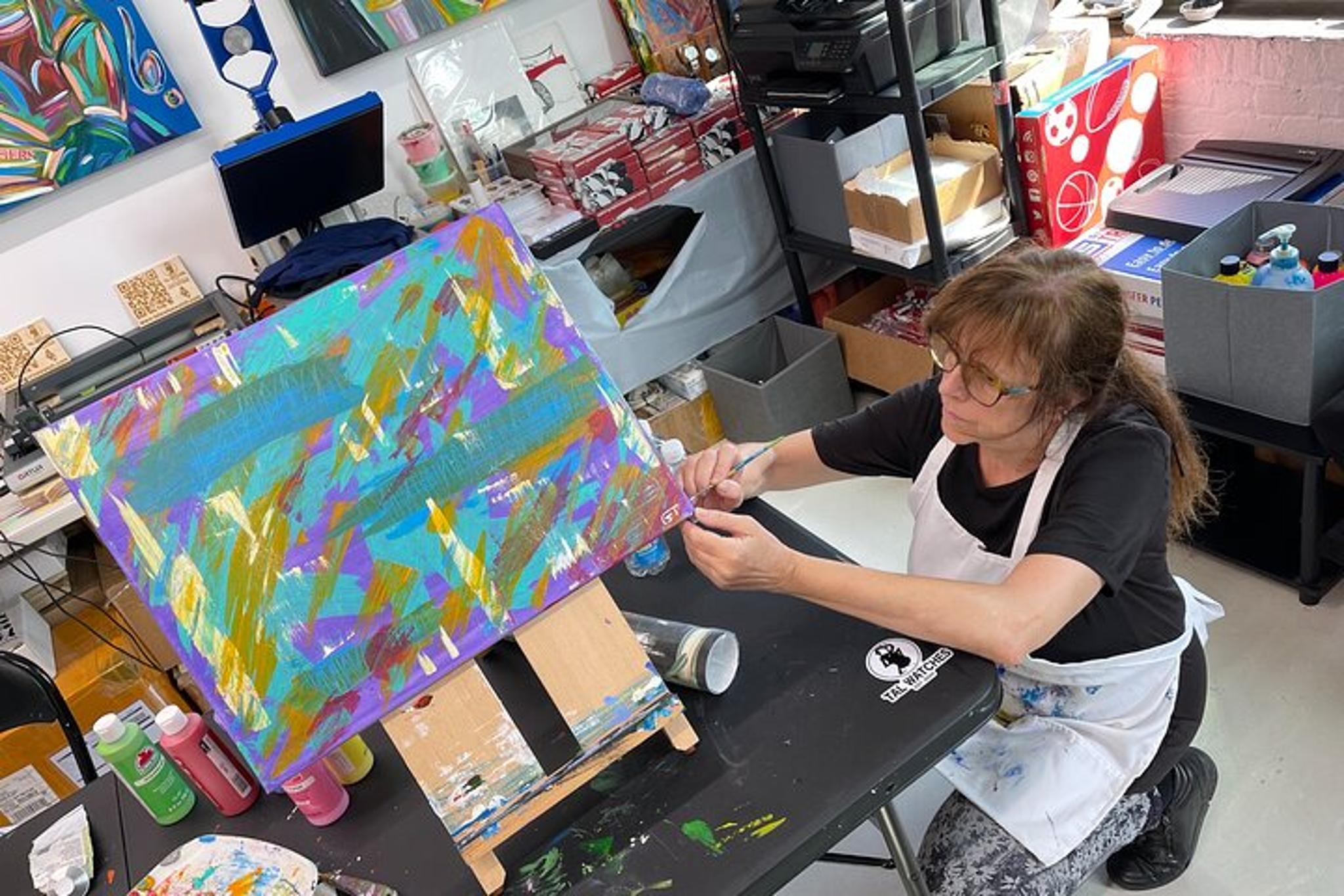 New York City Abstract Painting Class with Palette Knives 90 min