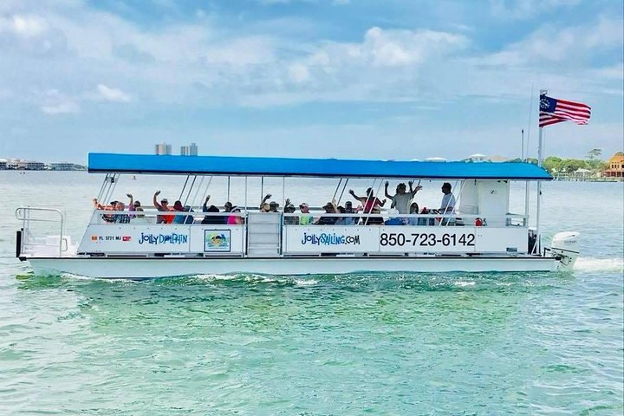 Pensacola Powerboat Dolphin Cruise with Beach Stop