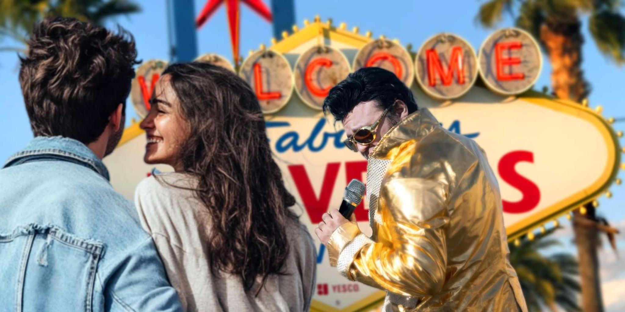 Las Vegas Elvis Wedding or Vow Renewal at Welcome Sign - Image 1