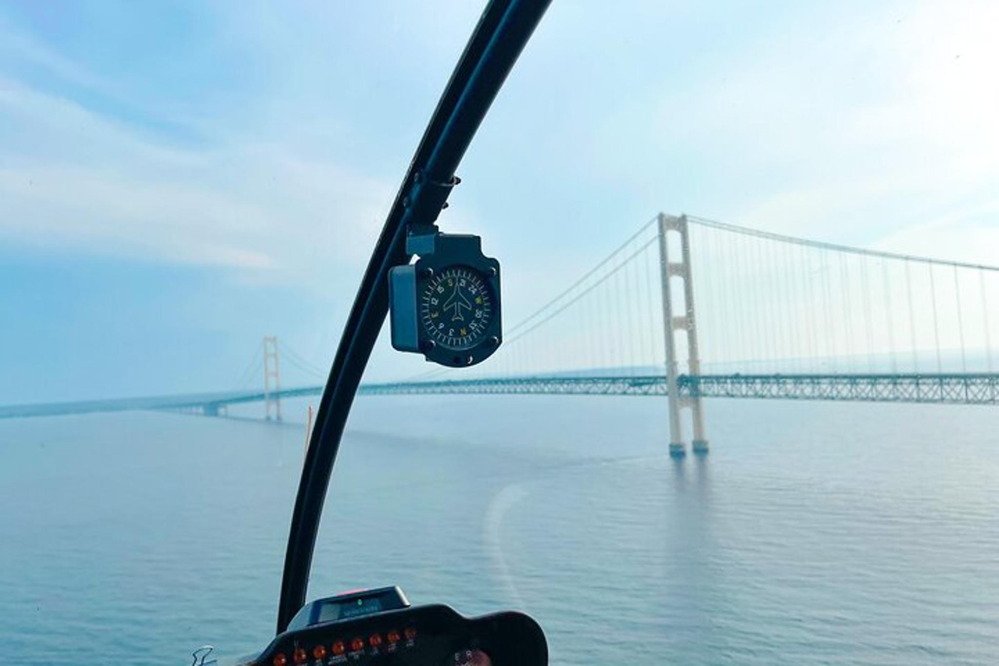 Mackinac Helicopter Tour Over Bridge
