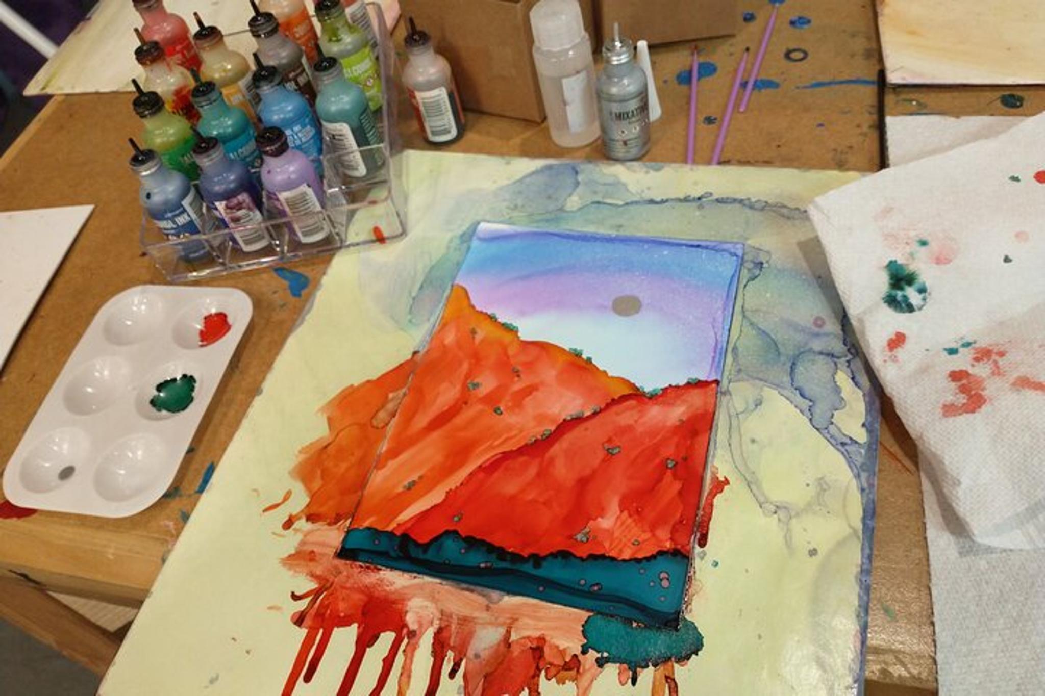 Estes Park Alcohol Ink Landscape Art Class