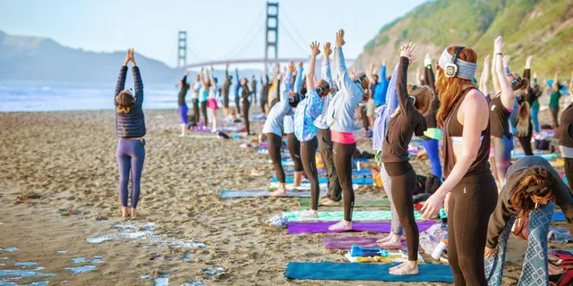 San Francisco Silent Disco Yoga at Baker Beach - Image 1