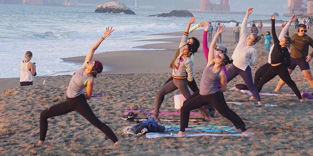 San Francisco Silent Disco Yoga at Baker Beach - Image 4