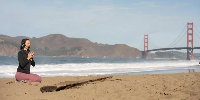 San Francisco Silent Disco Yoga at Baker Beach - Image 6