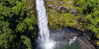 Hilo Zipline Tour Over Waterfall