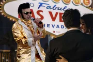 Las Vegas Elvis Wedding or Vow Renewal at Welcome Sign thumbnail 4
